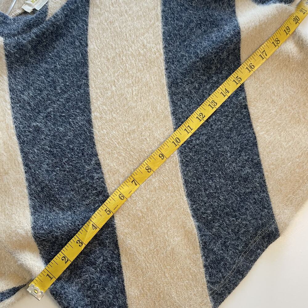 Anthropologie Diagonal Stripe Fuzzy Sweater in Beige and Charcoal - Picture 8 of 10